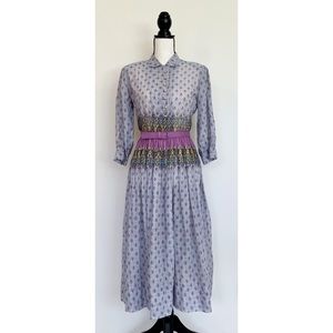 Vintage 50s Patterned Blouson Shirt Dress